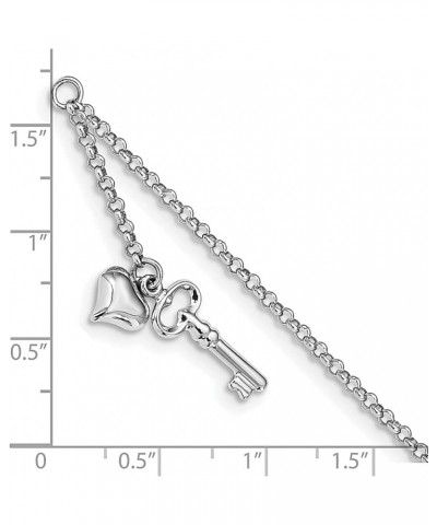 14k White Gold Adjustable Heart Key 9 Inch Plus 1 Anklet Ankle Bracelet Love Wih Fine Jewelry For Women Gifts For Her $170.38...