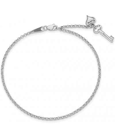 14k White Gold Adjustable Heart Key 9 Inch Plus 1 Anklet Ankle Bracelet Love Wih Fine Jewelry For Women Gifts For Her $170.38...