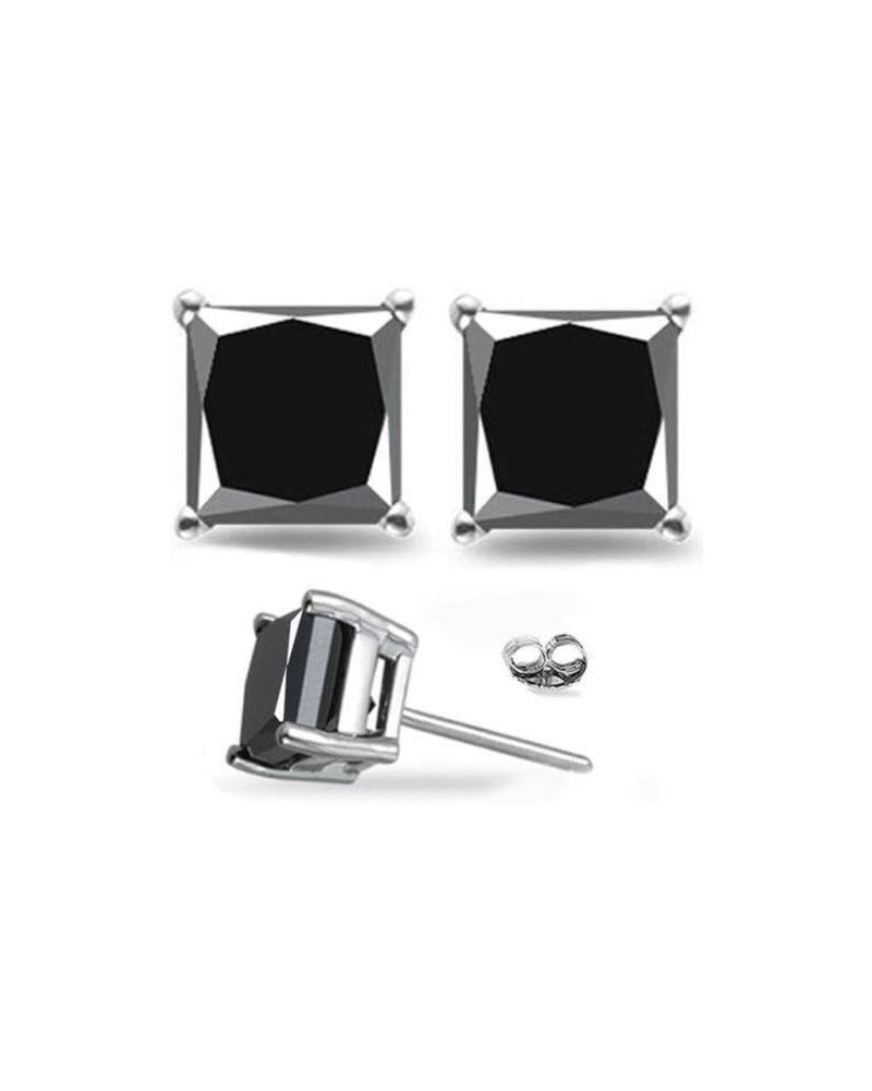 1/2-4 Carat Total Weight Princess Black Diamond Stud Earrings Platinum 0.7 carats $374.19 Earrings