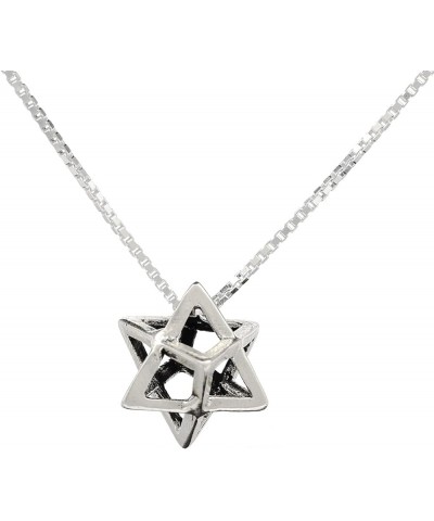 Merkabah Necklace 925 Sterling Silver Geometry Star Tetrahedron 3D Merkaba Pendant 16 Inches Chain $18.40 Necklaces