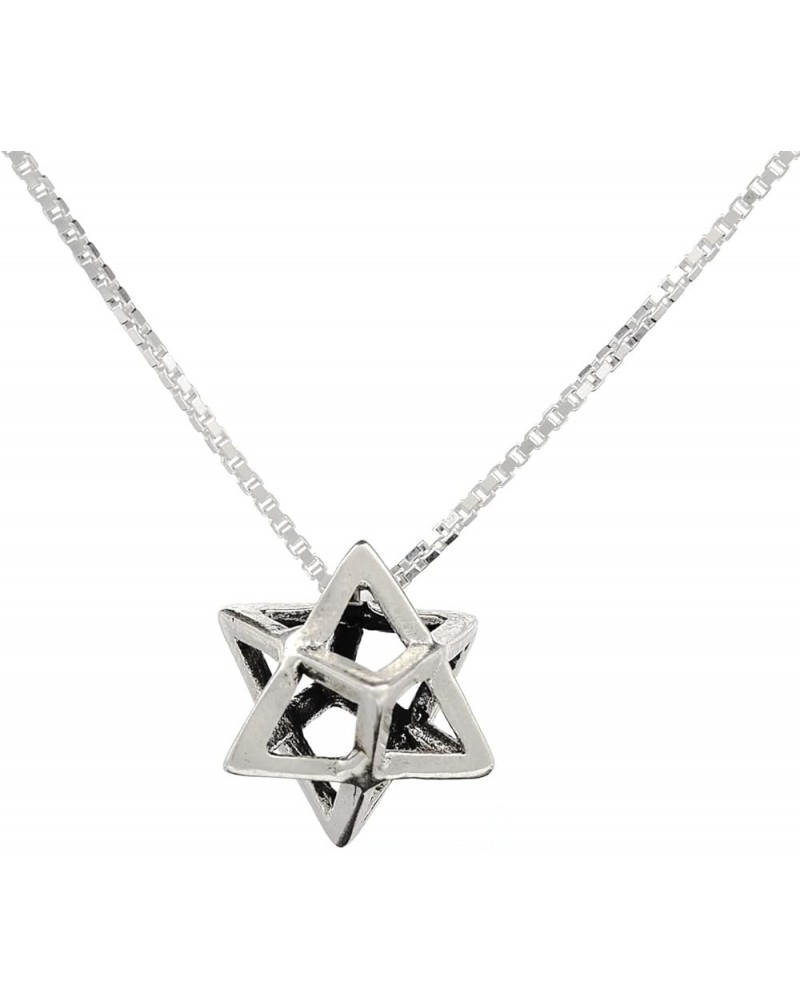 Merkabah Necklace 925 Sterling Silver Geometry Star Tetrahedron 3D Merkaba Pendant 16 Inches Chain $18.40 Necklaces