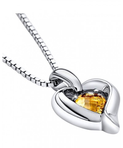 Sterling Silver Heart in Heart Solitaire Pendant Necklace for Women in Various Gemstones, Heart Shape 6mm, with 18 inch Itali...