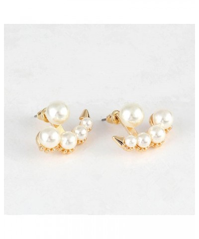 Pearl Ear Jacket Earrings Front Back Ear Cuffs Stud Earrings Pearl and Rhinestone Stud Earrings Simple Ear Jacket Stud Earrin...