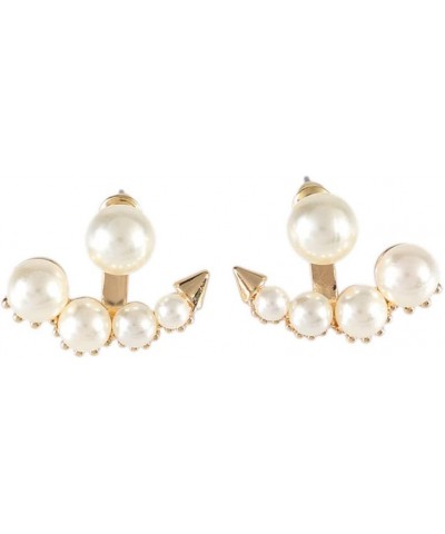 Pearl Ear Jacket Earrings Front Back Ear Cuffs Stud Earrings Pearl and Rhinestone Stud Earrings Simple Ear Jacket Stud Earrin...