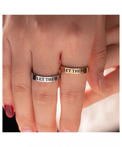 Let Them Ring, Let Them Stainless Steel Inspirational Ring, Motivational Engraved Stackable Band Ring for Women, Inspirationa...