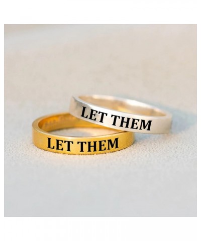 Let Them Ring, Let Them Stainless Steel Inspirational Ring, Motivational Engraved Stackable Band Ring for Women, Inspirationa...