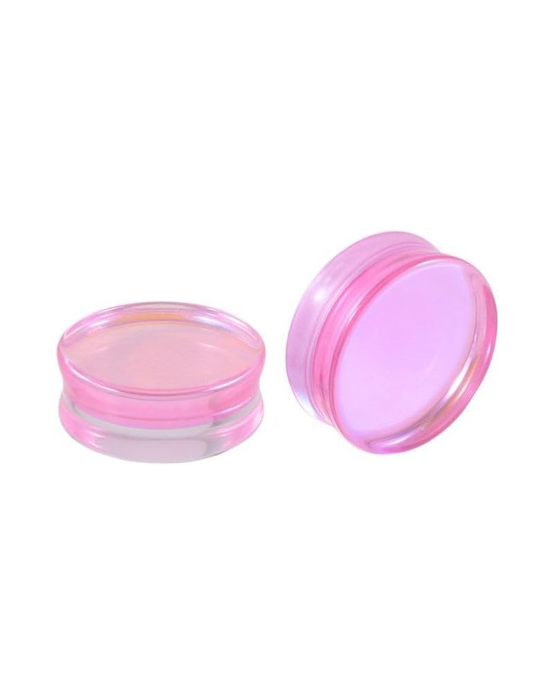 Pink Glass Ear Plugs Tunnels for Women Men Double Flared Saddle Ears Gauge Plug Stretcher Expander Piercing Body Jewelry Gift...