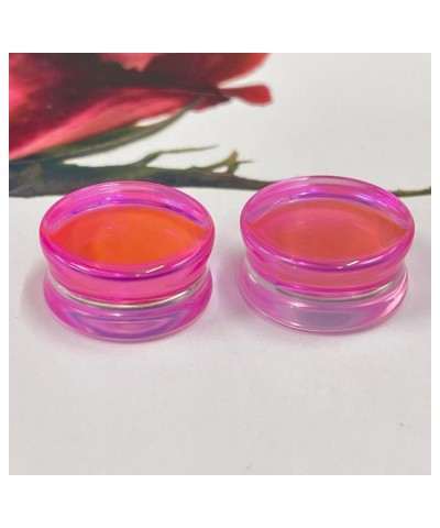 Pink Glass Ear Plugs Tunnels for Women Men Double Flared Saddle Ears Gauge Plug Stretcher Expander Piercing Body Jewelry Gift...