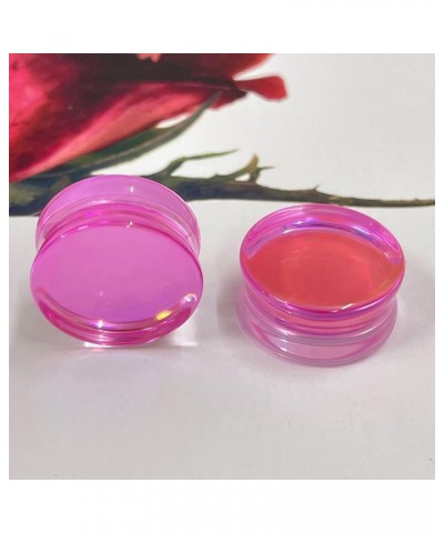 Pink Glass Ear Plugs Tunnels for Women Men Double Flared Saddle Ears Gauge Plug Stretcher Expander Piercing Body Jewelry Gift...