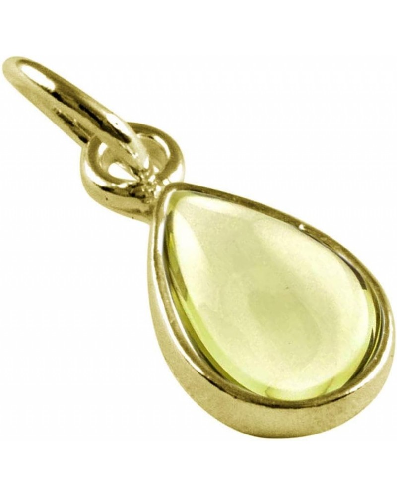 Choose Your Gemstone Pendants Pear Shape 925 Sterling Silver 18K Gold Plated Locket For Men Women natural-cabachon-lemon-quar...