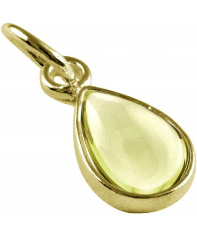 Choose Your Gemstone Pendants Pear Shape 925 Sterling Silver 18K Gold Plated Locket For Men Women natural-cabachon-lemon-quar...