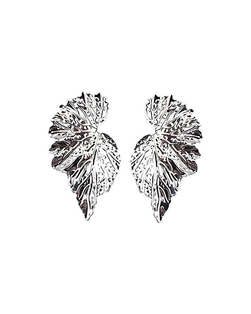 Bohemian Leaf Statement Earrings Lightweight Summer Dangle Earrings Boho Drop Stud Earrings for Women Girls Silver $6.59 Earr...