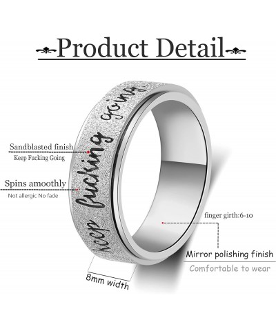 Fidget Ring Women for Anxiety Ring：Personalized Inspirational Mantra Stainless Steel Silver Spinning Ring for Men Women Frien...