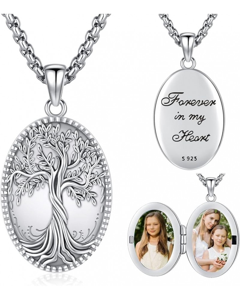 Locket Necklace that Hold Pictures 925 Sterling Silver Photo Locket for Women Men Gold I2-3-Tree of Life Locket Non-customize...