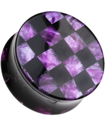 Marble Checker Double Flared WildKlass Ear Gauge Plug (Sold as Pairs) 3/4" (19mm) Purple $14.29 Body Jewelry