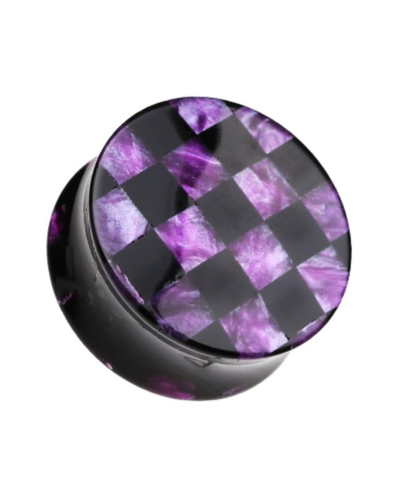 Marble Checker Double Flared WildKlass Ear Gauge Plug (Sold as Pairs) 3/4" (19mm) Purple $14.29 Body Jewelry