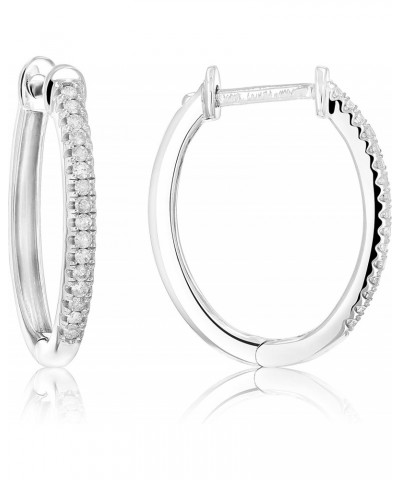 1/5 cttw Diamond Hoop Earrings .925 Sterling Silver 32 Stones Prong Set 3/4 Inch $35.70 Earrings