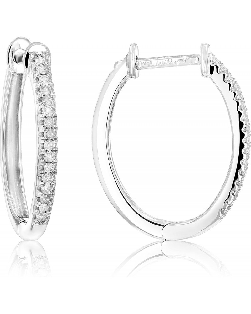 1/5 cttw Diamond Hoop Earrings .925 Sterling Silver 32 Stones Prong Set 3/4 Inch $35.70 Earrings