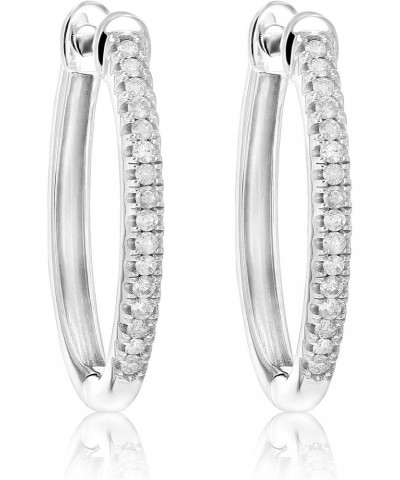 1/5 cttw Diamond Hoop Earrings .925 Sterling Silver 32 Stones Prong Set 3/4 Inch $35.70 Earrings