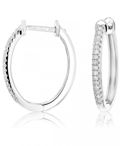 1/5 cttw Diamond Hoop Earrings .925 Sterling Silver 32 Stones Prong Set 3/4 Inch $35.70 Earrings