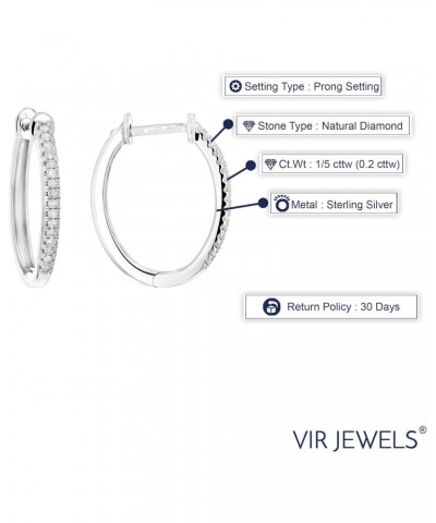 1/5 cttw Diamond Hoop Earrings .925 Sterling Silver 32 Stones Prong Set 3/4 Inch $35.70 Earrings