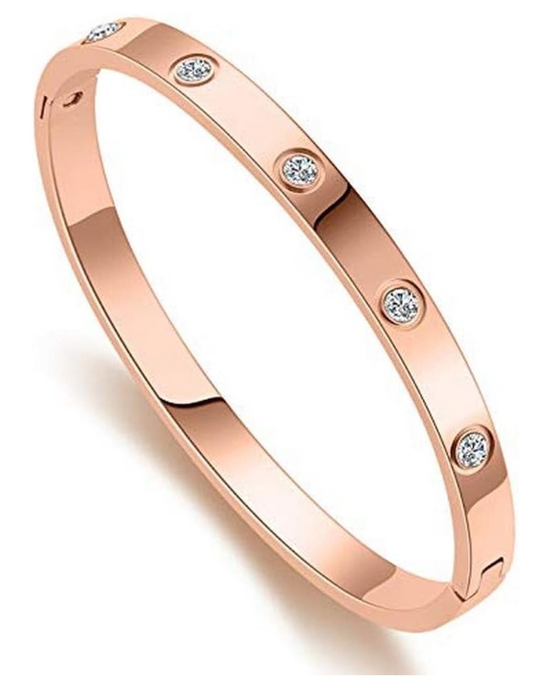 Stainless Steel Womens Hinged CZ Bangle Bracelets (Rose) Rose $12.41 Bracelets