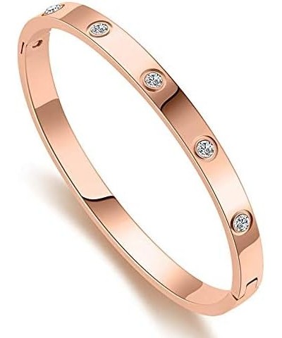 Stainless Steel Womens Hinged CZ Bangle Bracelets (Rose) Rose $12.41 Bracelets