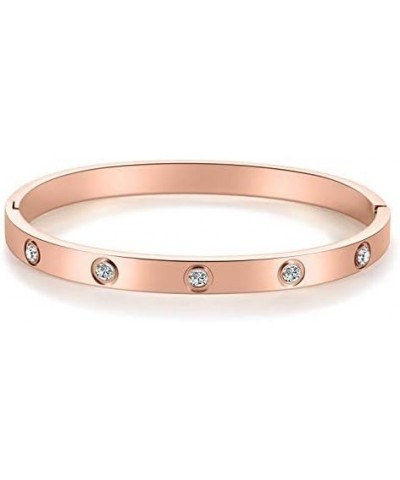 Stainless Steel Womens Hinged CZ Bangle Bracelets (Rose) Rose $12.41 Bracelets