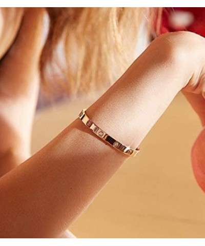 Stainless Steel Womens Hinged CZ Bangle Bracelets (Rose) Rose $12.41 Bracelets