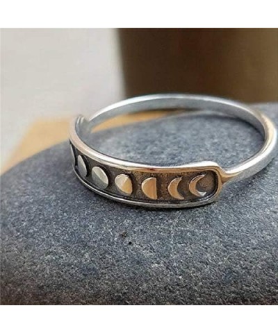 Sterling Silver Rings for Women Vintage Moon Phase Ring S925 Stacking Statement Band Minimalist Finger Ring 10 sterling silve...