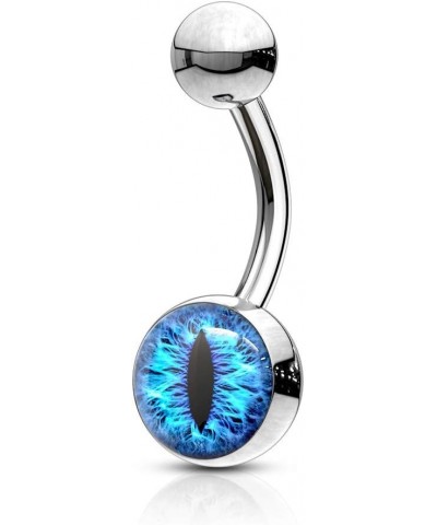 14G Snake Eye Inlaid 316L Surgical Steel Naval Belly Button Ring Blue $7.64 Body Jewelry