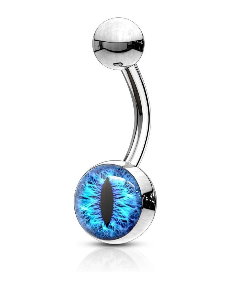 14G Snake Eye Inlaid 316L Surgical Steel Naval Belly Button Ring Blue $7.64 Body Jewelry