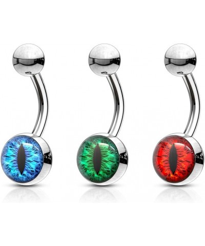 14G Snake Eye Inlaid 316L Surgical Steel Naval Belly Button Ring Blue $7.64 Body Jewelry