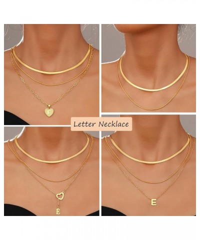 Gold Initial Necklaces for Women Girls, 3 Pcs 14K Gold Plated Letter Heart Pendant Necklaces, Dainty Gold Letter Necklace Set...