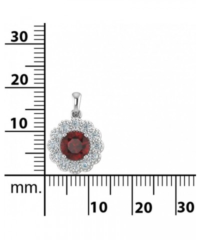 Women 925 Sterling Silver Sparkling Flower Gem Pendant Necklace 18.0 Inches Garnet $20.27 Necklaces