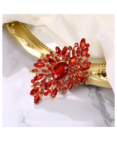 Women 's Elegant Stunning Crystal Rhinestone Marquise Oval Leaf Bouquet Brooch Pin for Party Prom Ruby Color Gold-Tone $10.44...