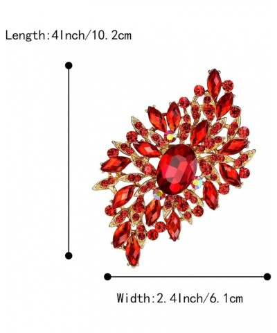 Women 's Elegant Stunning Crystal Rhinestone Marquise Oval Leaf Bouquet Brooch Pin for Party Prom Ruby Color Gold-Tone $10.44...