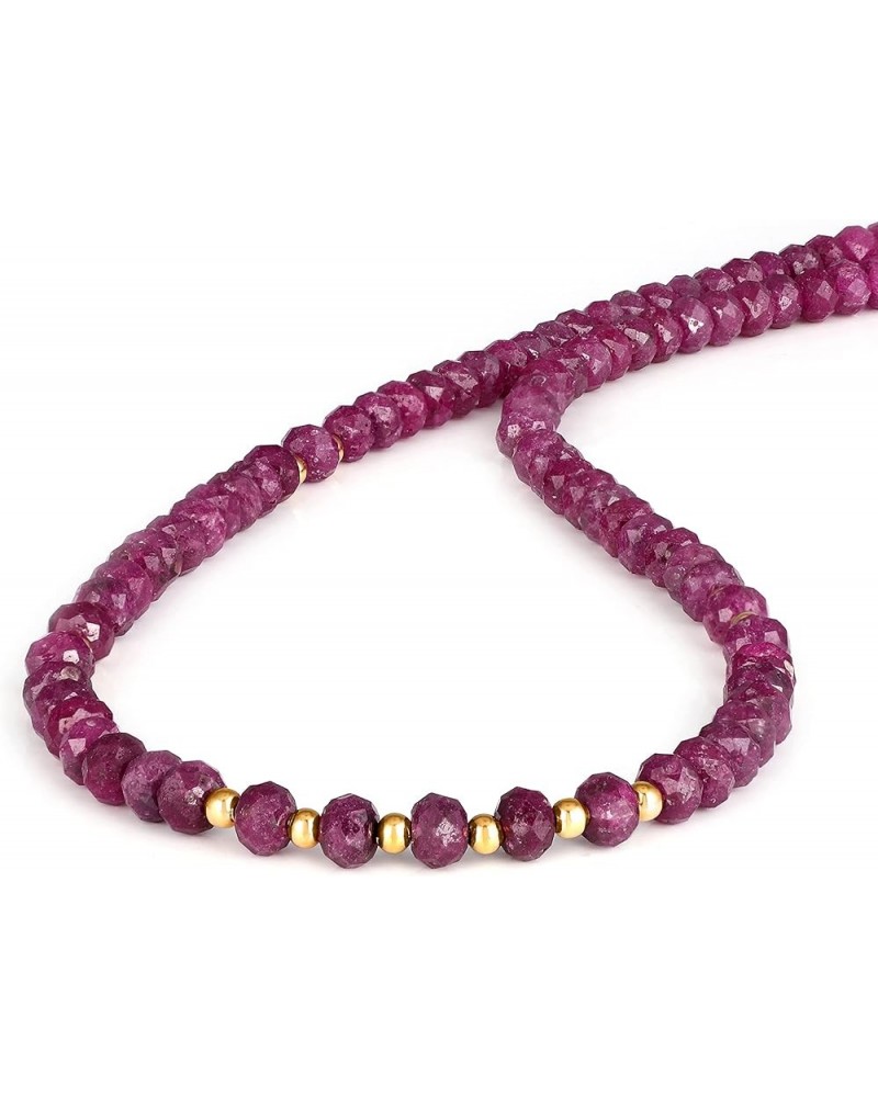 Gemshiner Natural Ruby Gemstone Beaded Choker Necklaces For Women Faceted Handmade Multicolor Chain Necklace For Women And Te...