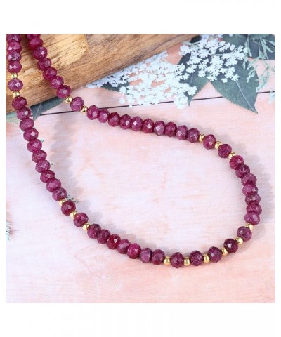 Gemshiner Natural Ruby Gemstone Beaded Choker Necklaces For Women Faceted Handmade Multicolor Chain Necklace For Women And Te...