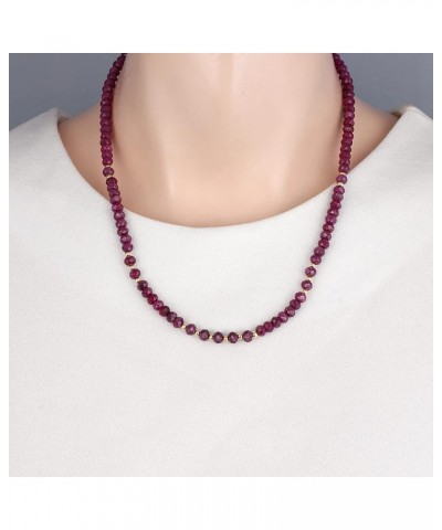 Gemshiner Natural Ruby Gemstone Beaded Choker Necklaces For Women Faceted Handmade Multicolor Chain Necklace For Women And Te...