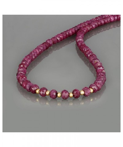 Gemshiner Natural Ruby Gemstone Beaded Choker Necklaces For Women Faceted Handmade Multicolor Chain Necklace For Women And Te...