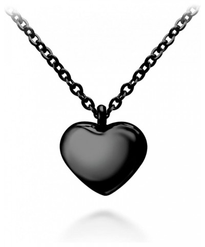 Womens Stainless Steel Love Cute Heart Shape Dainty Pendant Necklace Black 18 Inches $9.17 Necklaces