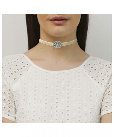 Ben-Amun Jewelry Mod Victorian Burgundy Velvet and Swarovski Crystal Choker Necklace Deco Beige Choker $32.89 Necklaces