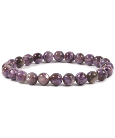 Gem Semi Precious Gemstone 8mm Round Beads Stretch Bracelet 7 Inch Unisex Purple Mica $10.44 Bracelets