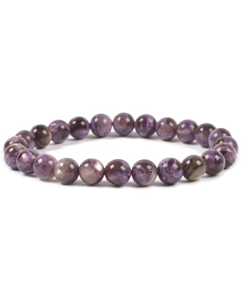 Gem Semi Precious Gemstone 8mm Round Beads Stretch Bracelet 7 Inch Unisex Purple Mica $10.44 Bracelets