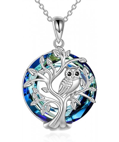 Sterling Silver Owl Tree of Life Necklace Owl Pendant Jewelry Gifts for Women Crystal Owl $16.10 Necklaces