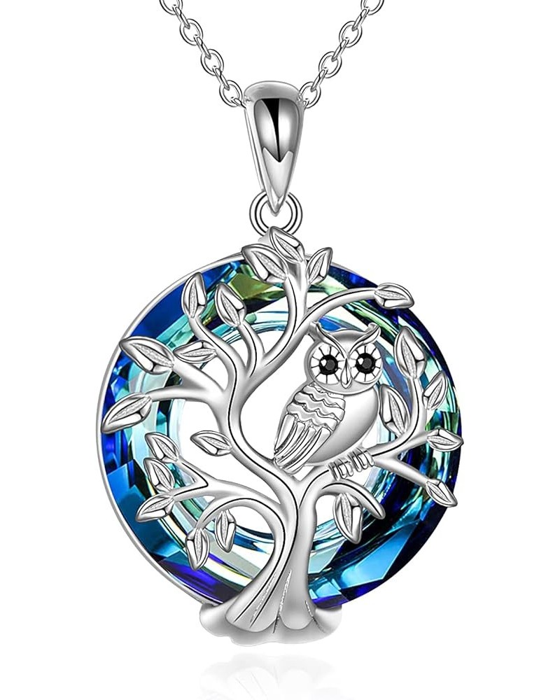 Sterling Silver Owl Tree of Life Necklace Owl Pendant Jewelry Gifts for Women Crystal Owl $16.10 Necklaces