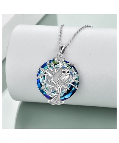 Sterling Silver Owl Tree of Life Necklace Owl Pendant Jewelry Gifts for Women Crystal Owl $16.10 Necklaces