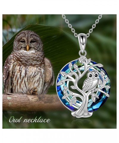 Sterling Silver Owl Tree of Life Necklace Owl Pendant Jewelry Gifts for Women Crystal Owl $16.10 Necklaces