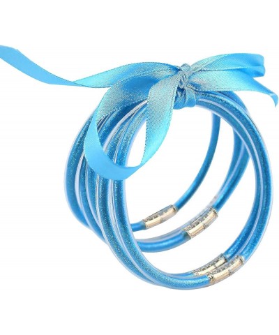 Glitter Jelly Bangles Bracelets Set for Women Glitter Filled Jelly Silicone Bracelets for Girls Light blue $8.50 Bracelets